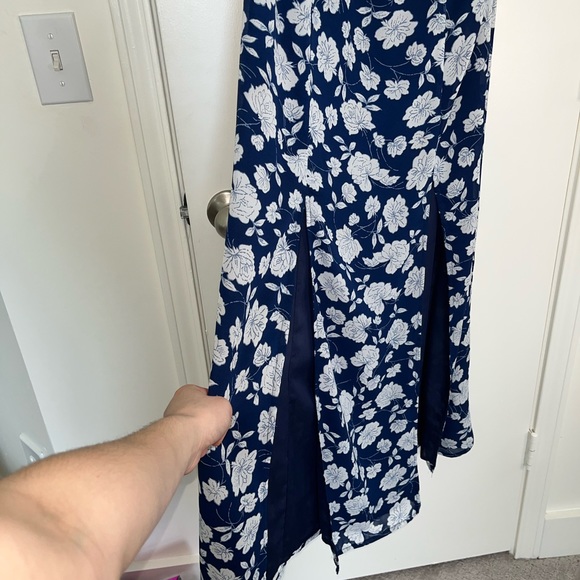 Lucca Couture off the shoulder maxi dress navy with floral print - Size Medium - Picture 6 of 7
